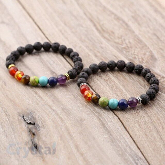 Volcanic Stone Beads 7 Chakra Yoga Bracelet