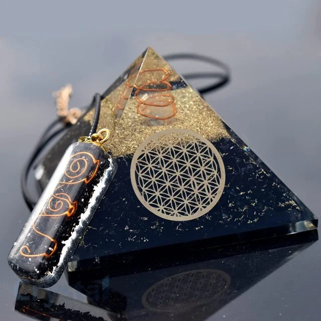 Black Tourmaline Orognite Pyramid Necklace